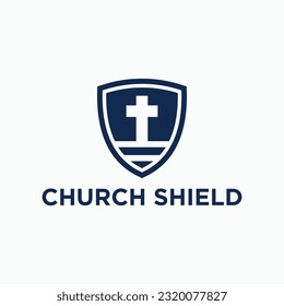 church shield logo design vector silhouette illustration