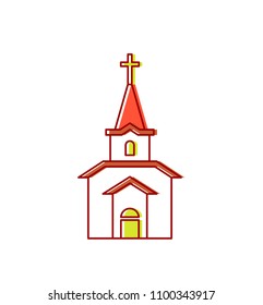 Church sign Catholic Christian house religion. Vector illustration