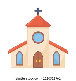 Ilustración de Icono de Signo Emoji de la Iglesia. Símbolo vectorial cristiano Emoticon Diseño Clip Art Signo Comic Estilo.