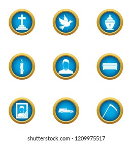 Church sign icons set. Flat set of 9 church sign vector icons for web isolated on white background