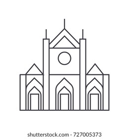 church sign vector line icon, sign, illustration on background, editable strokes