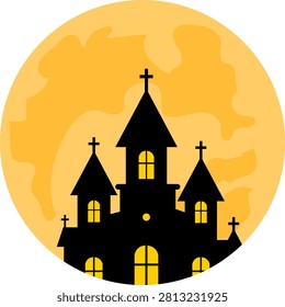 Church silhouette gothic moonlight night sky window cross halloween haunted building