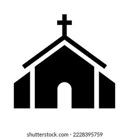 Church silhouette icon. Chapel. Christian. Vector.