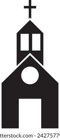 Church silhouette icon. Chapel. Christian. Vector.