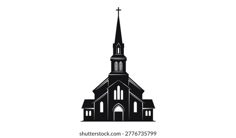 church silhouette on transparent background high quality professional