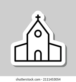 Church simple icon. Flat desing. Sticker with shadow on gray background.ai
