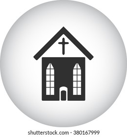 Church simple icon on grey round background