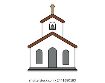 Church. A simple image of a church building for the design of booklets and websites. A picture for ritual religious ceremonies.