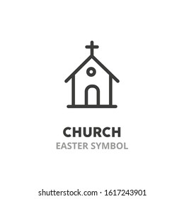 Church simple  line icon. Easter holiday symbol. Vector illustration symbol elements for web design.