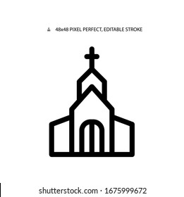 Icono de línea simple de la Iglesia ilustración vectorial.Trazo editable. 48x48 Pixel Perfecto.