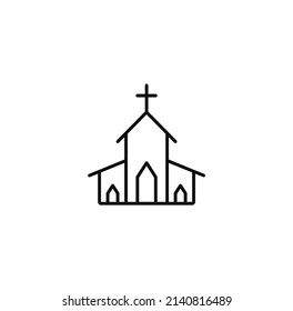 Church simple thin line icon vector illustration