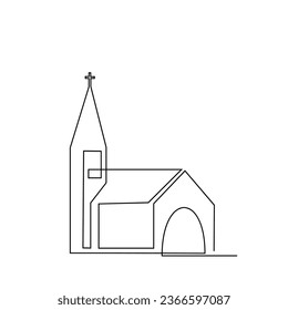 Church Single continuous line illustration template