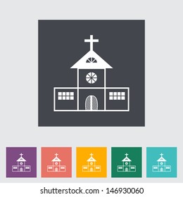 Church single flat icon. Vector illustration.