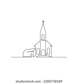 Church single line vector drawing 