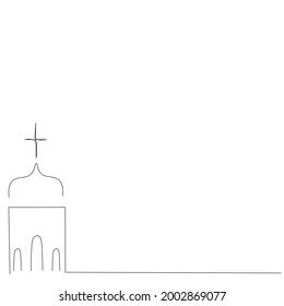 Church sketch line drawing vector illustration