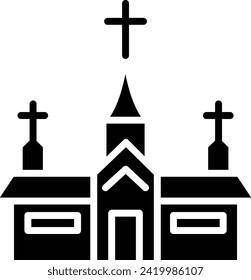 Church solid and glyph vector illustration