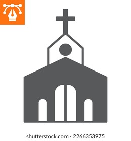 Church solid icon, glyph style icon for web site or mobile app, building and easter, chapel vector icon, simple vector illustration, vector graphics with editable strokes.