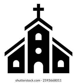 church solid icon, representing religion, worship, Christianity, faith.