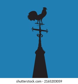 Kirchenspitzen und Cockerel-Silhouette