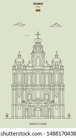 Church of St. Casimir in Vilnius, Lithuania. Landmark icon in linear style