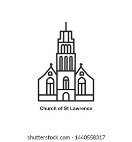 Church of St Lawrence building icon outline vector