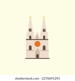 Church of St. Ludmila in Prague. Flat style illustration