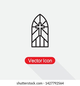 Church Stain Glass Window Icon Vector Illustration Eps10