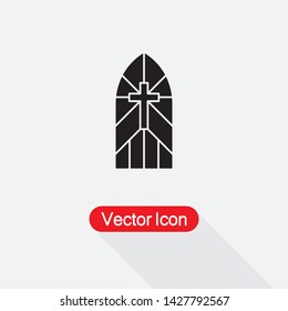 Church Stain Glass Window Icon Vector Illustration Eps10