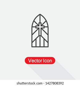 Church Stain Glass Window Icon Vector Illustration Eps10