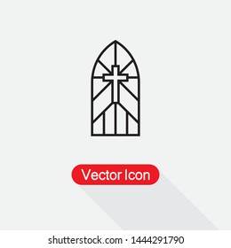 Church Stain Glass Window Icon Vector Illustration Eps10