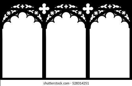 Church stained glass gothic window, vector illustration, graphic element design.