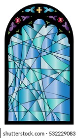 Church stained glass gothic window, vector illustration, graphic element design.