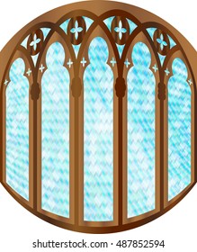 Church stained glass windows. Color vector illustration.