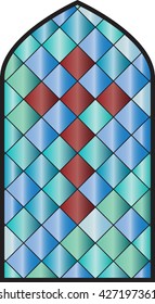 Church stained glass windows, with a cross. vector color illustration.