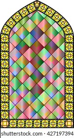 Church stained glass windows, with a cross. vector color illustration.