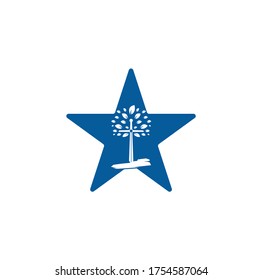 Church star shape concept logo. Christian church cross praying tree logo. Christian Sword Church Cross logo design.