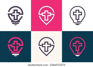 Church symbol logo design vector collection with creative element concept