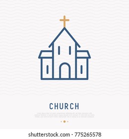 Church thin line icon. Modern vector illustration of architecture.