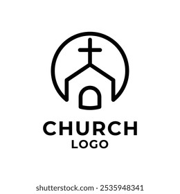 ideia do conceito do design do logotipo da torre da igreja com círculo do rótulo