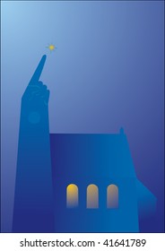 church towered shaped hands