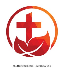church tree vector logo design. Cross tree logo design.