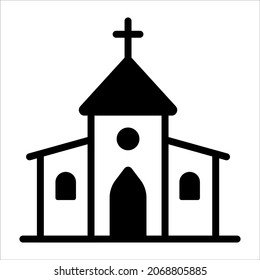 church vector black filled outline icon. Modern thin line symbols. Collection of traditional elements.