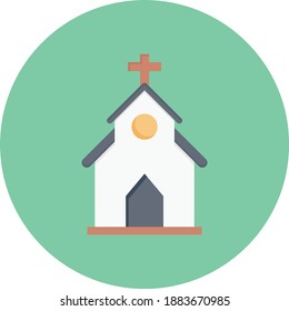 icono plano de color vectorial de iglesia