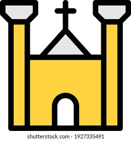 church vector colour line icon