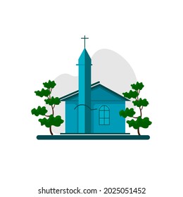 church vector flat design illustration for web design