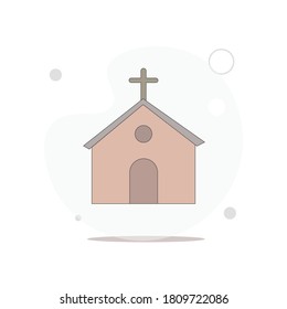 church vector flat illustration on white
