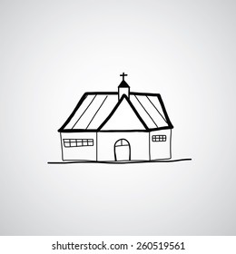 church vector hand drawn cartoon  