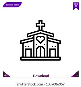 church vector icon. Best modern, simple, isolated, flat icon for website design or mobile applications, UI / UX design vector format