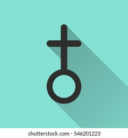 Church vector icon. Black illustration isolated on green background for graphic and web design.