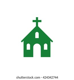 Church. Vector icon green
